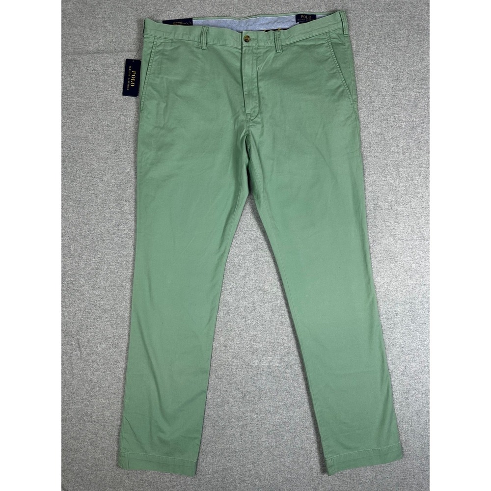 Polo Ralph Lauren Chino Pants Mens 38x34 Green Stretch Slim Fit Twill NWT‎ NEW